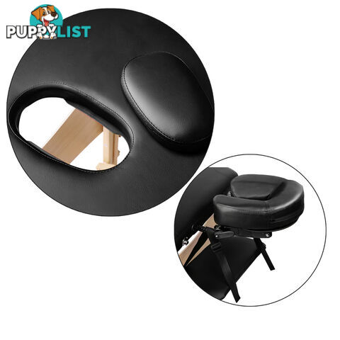 Portable Wooden 3 Fold Massage Table Chair Bed Black 70 cm