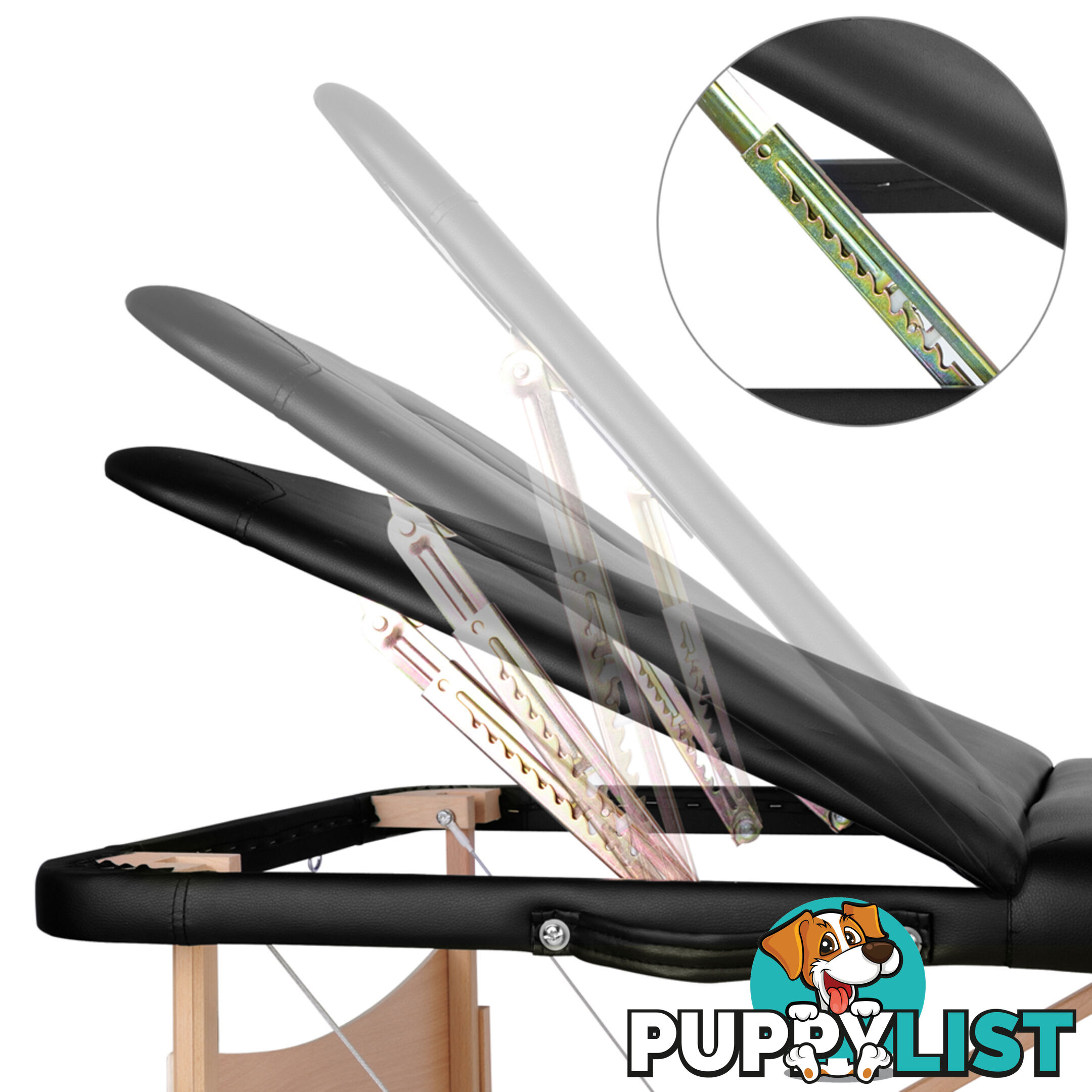 Portable Wooden 3 Fold Massage Table Chair Bed Black 70 cm