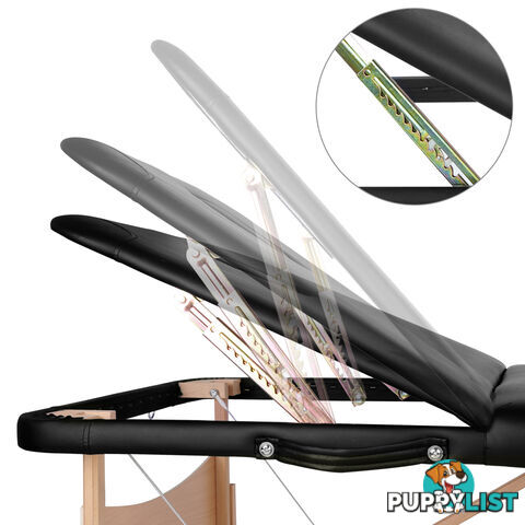 Portable Wooden 3 Fold Massage Table Chair Bed Black 70 cm