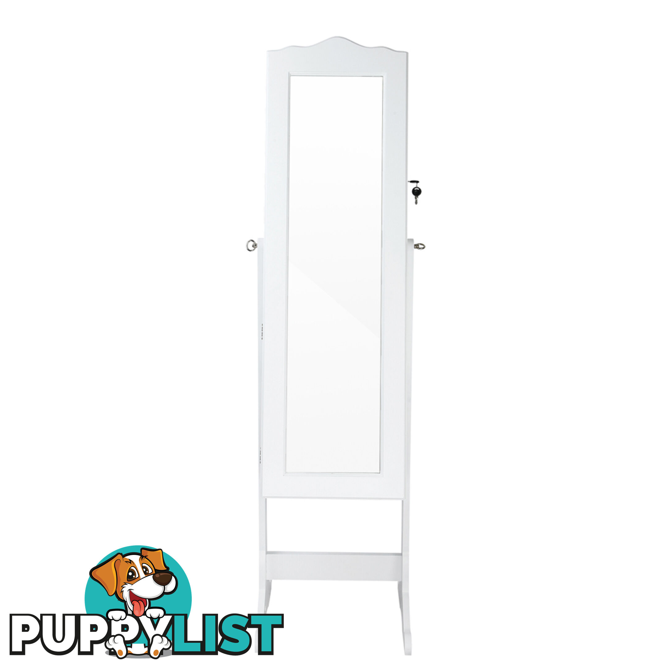 Mirror Jewellery Cabinet Storage 150cm White