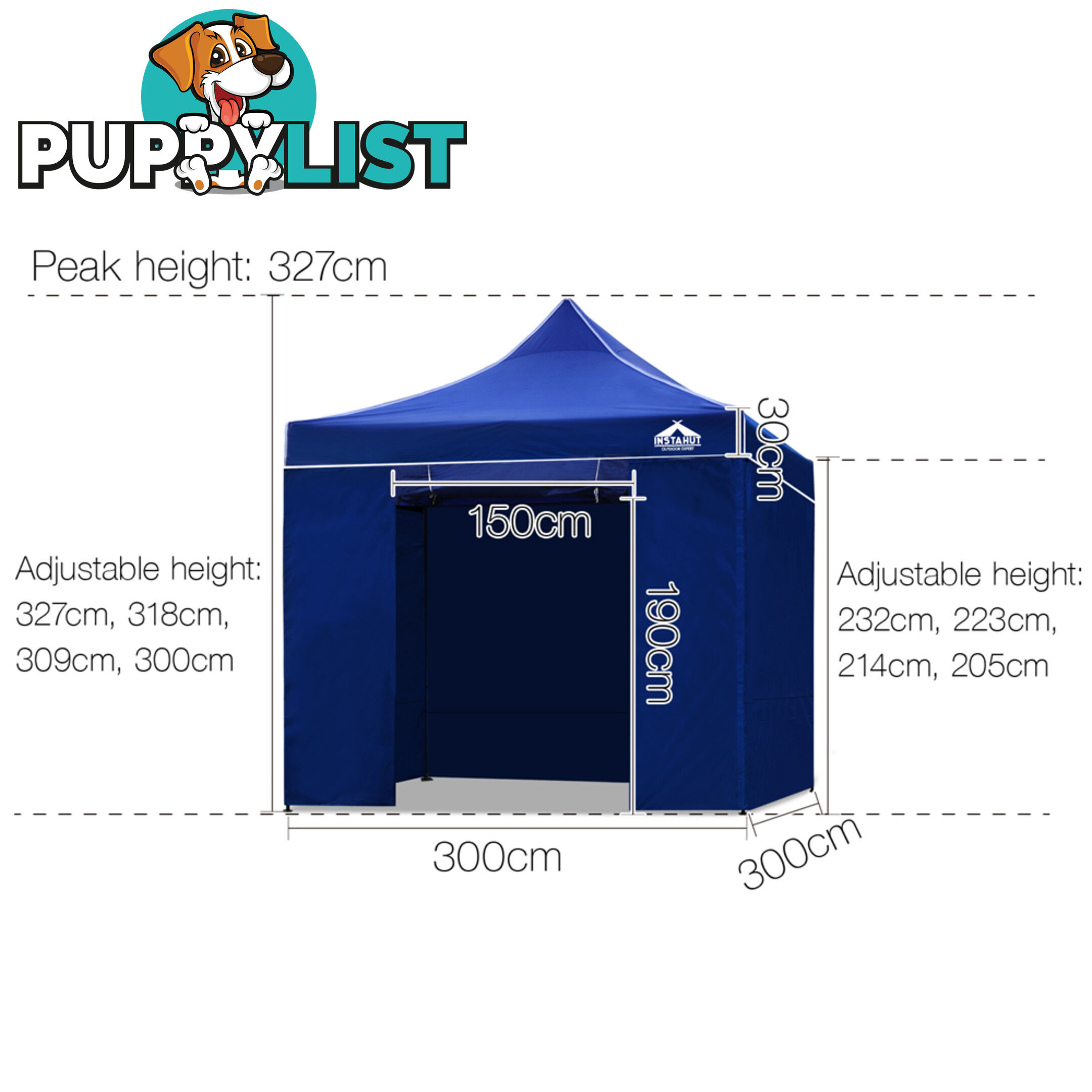 3x3 Pop Up Gazebo Hut with Sandbags Blue