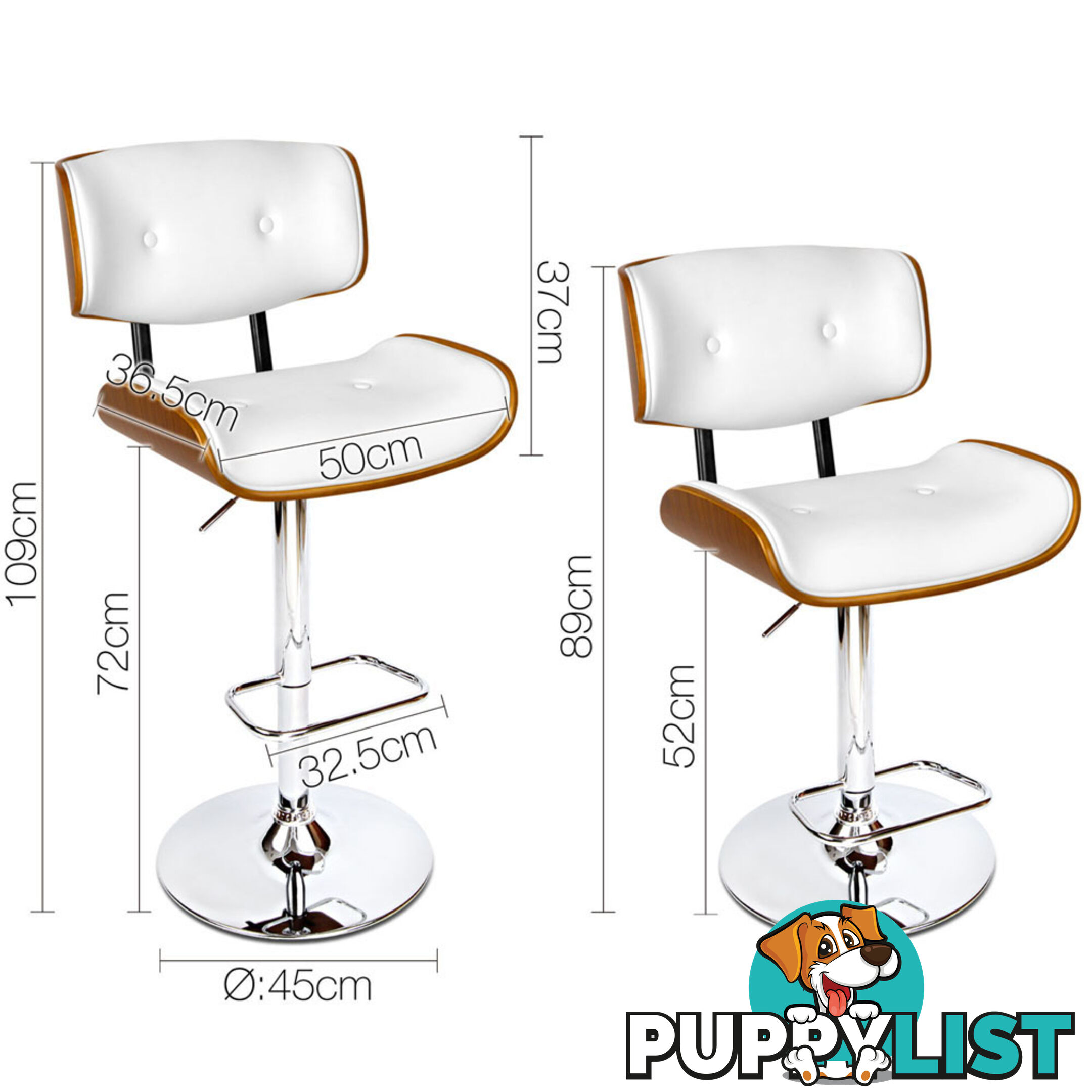 PU Leather Bar Stool with Chrome Base