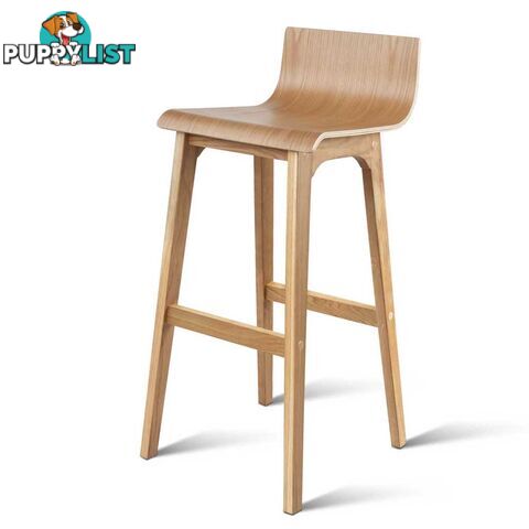 Set of 2 Oak Wood Bar Stools - Natural