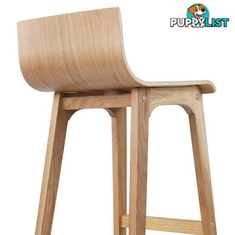 Set of 2 Oak Wood Bar Stools - Natural