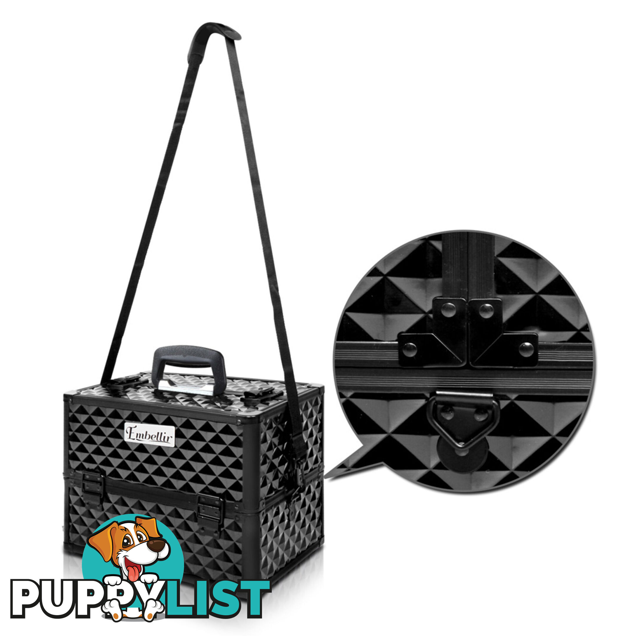 Portable Beauty Makeup Case Diamond Black