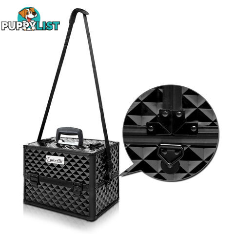 Portable Beauty Makeup Case Diamond Black