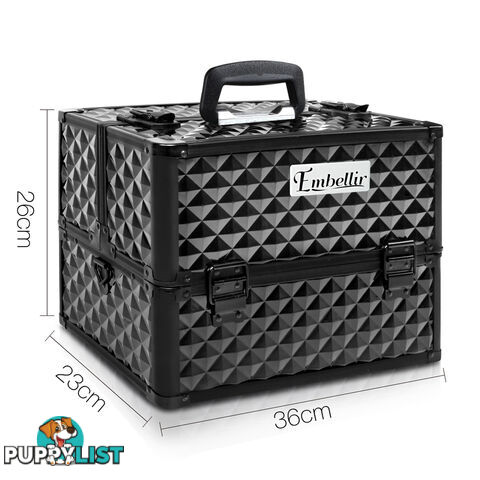 Portable Beauty Makeup Case Diamond Black