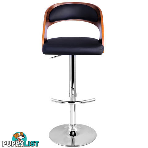 PU Leather Wooden Kitchen Bar Stool Padded Seat Black