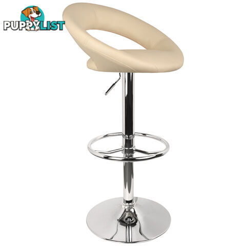 Set of 2 PU Leather Kitchen Bar Stool Beige