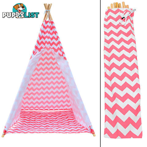 4 Poles Teepee Tent w/ Storage Bag Coral