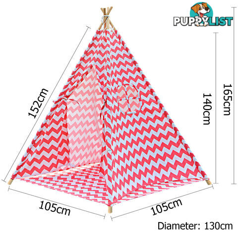 4 Poles Teepee Tent w/ Storage Bag Coral