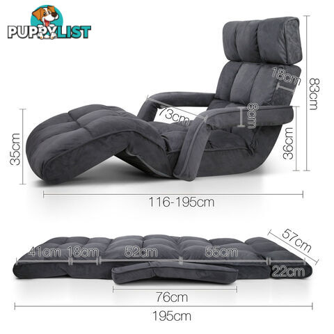 Single Size Lounge Chair with Arms - Charcoal