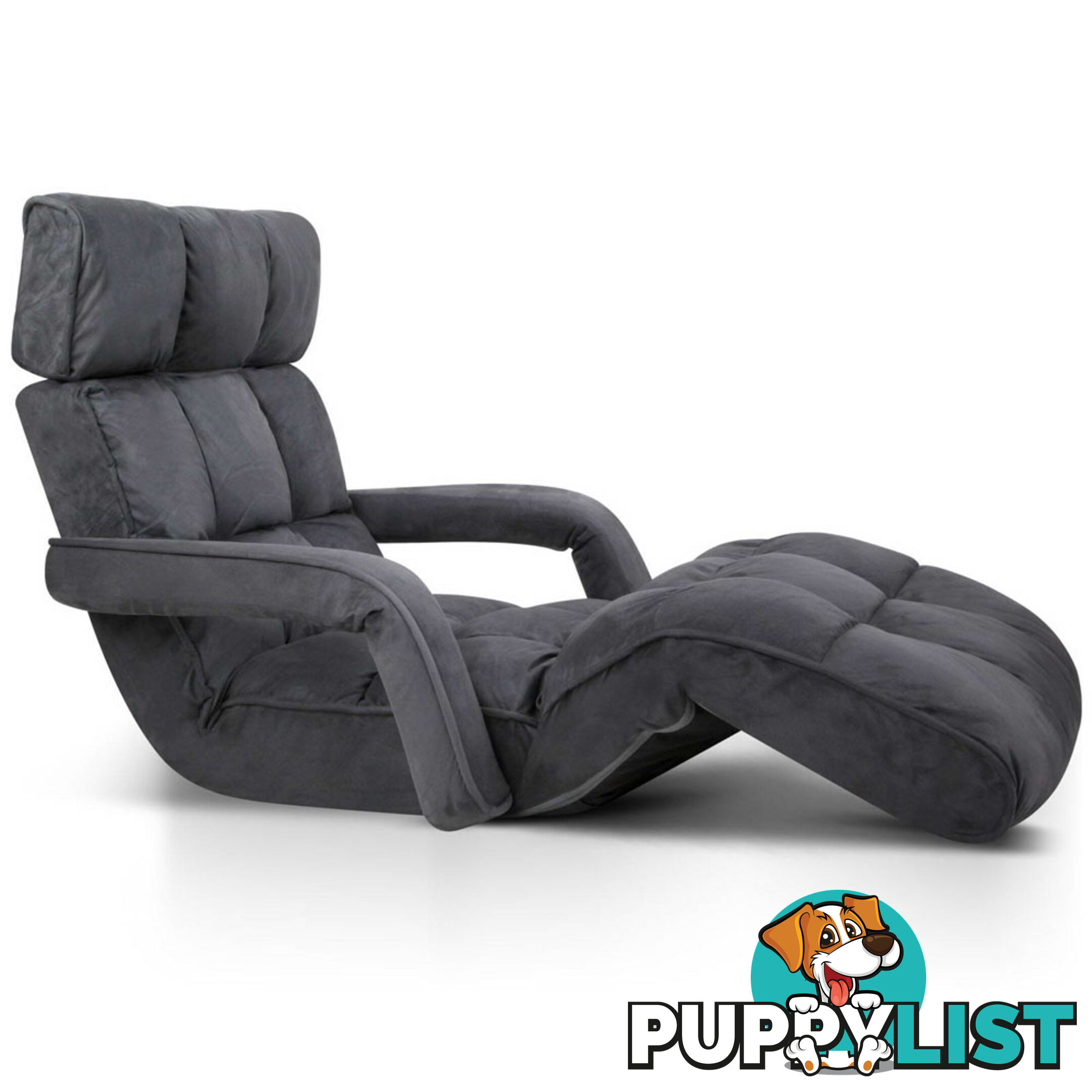 Single Size Lounge Chair with Arms - Charcoal