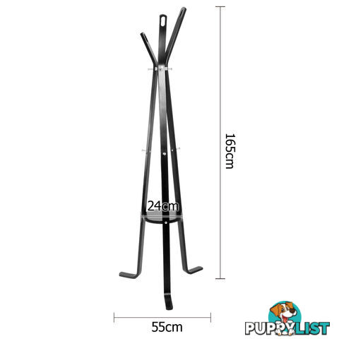 Wooden Coat Rack Clothes Stand Hanger Black