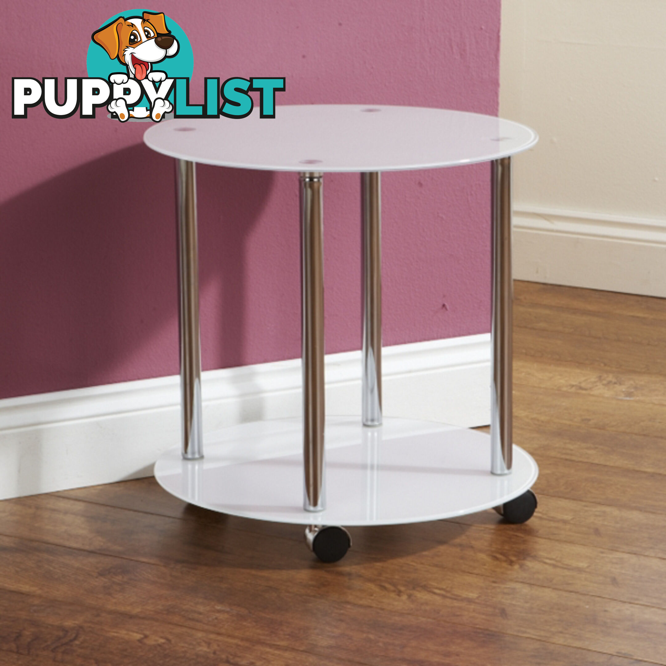 Amore Circular End Table White