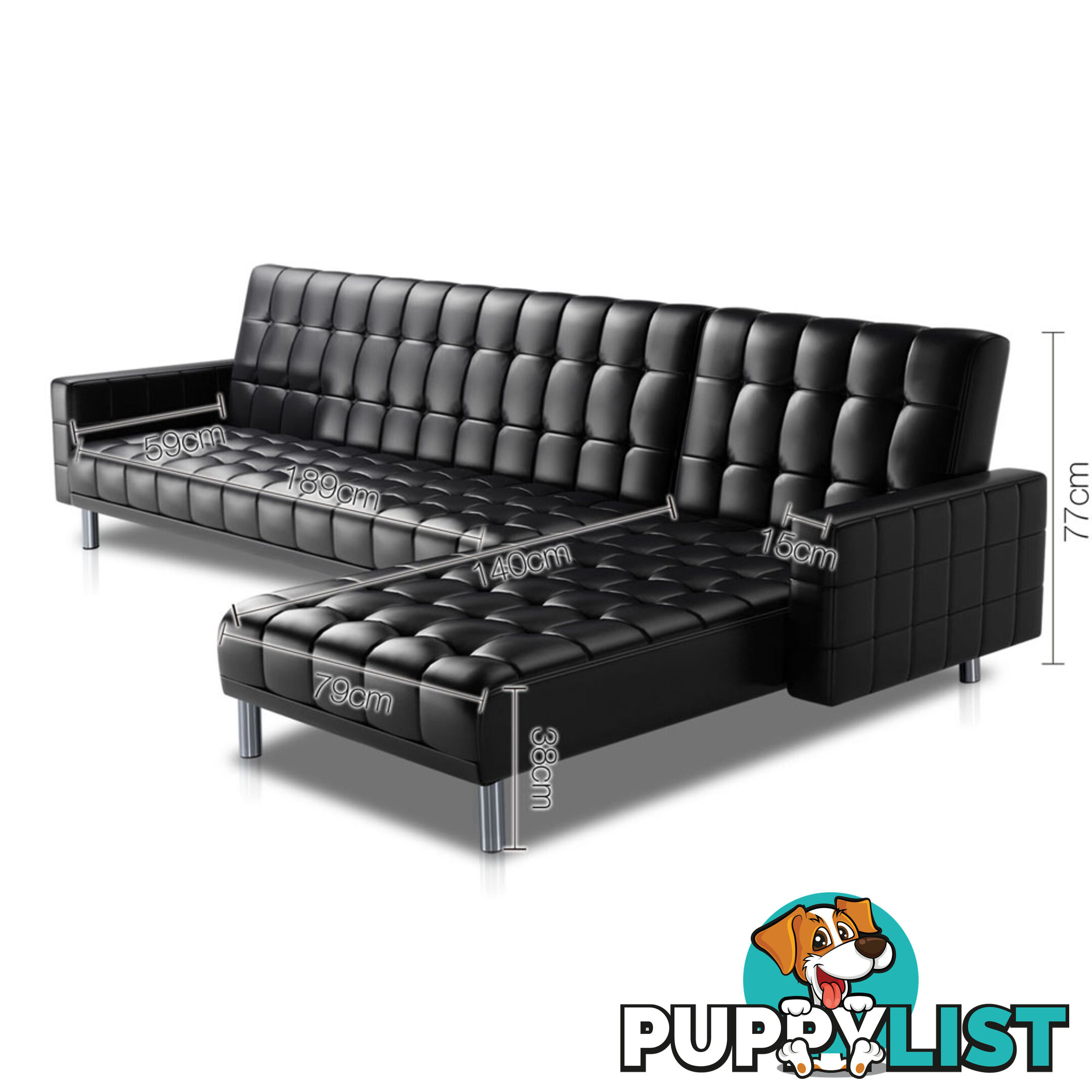 PU Leather Sofa Bed 5 Seater