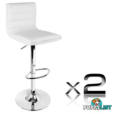 Set of 2 PU Leather Kitchen Bar Stool White