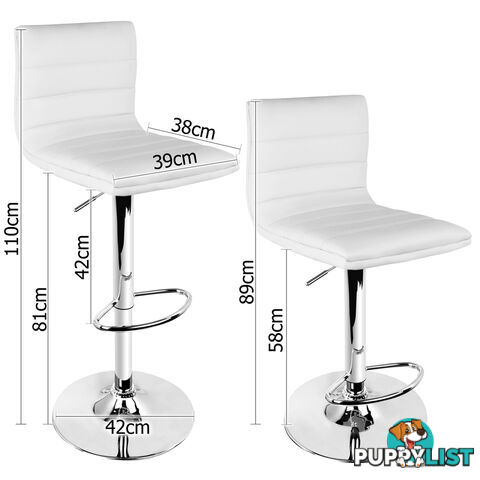 Set of 2 PU Leather Kitchen Bar Stool White