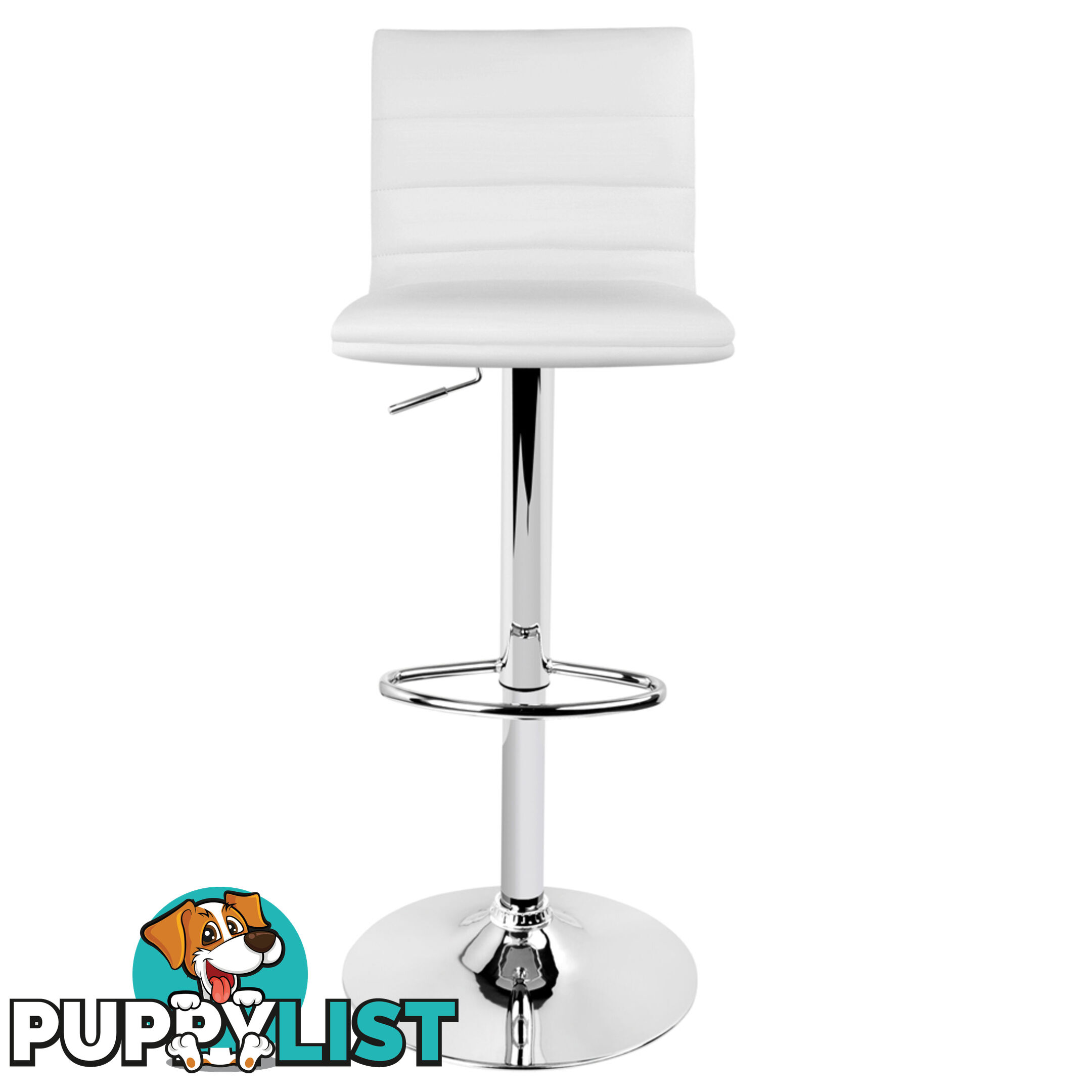 Set of 2 PU Leather Kitchen Bar Stool White