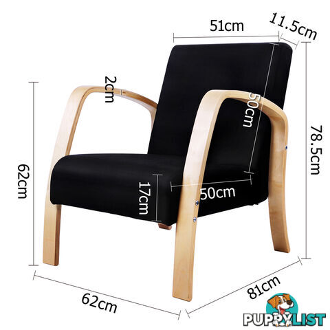 Birch Plywood Fabric Sofa Arm Chair Black