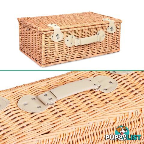 4 Person Picnic Basket Set with Cooler Bag Blanket - Navy