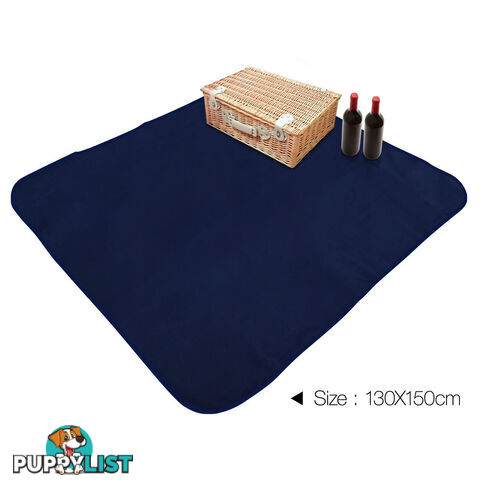 4 Person Picnic Basket Set with Cooler Bag Blanket - Navy