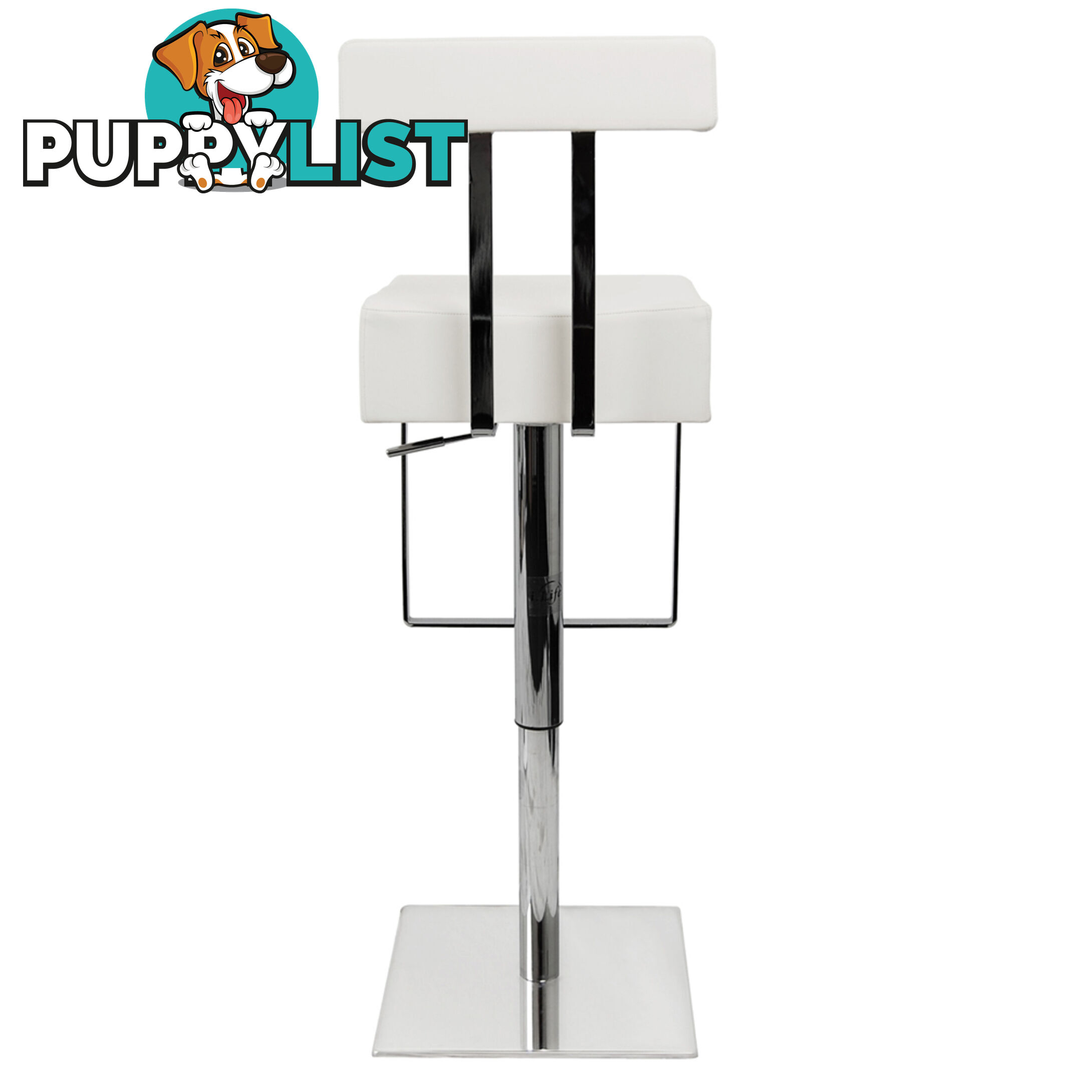 PU Leather Stainless Steel Bar stool - White