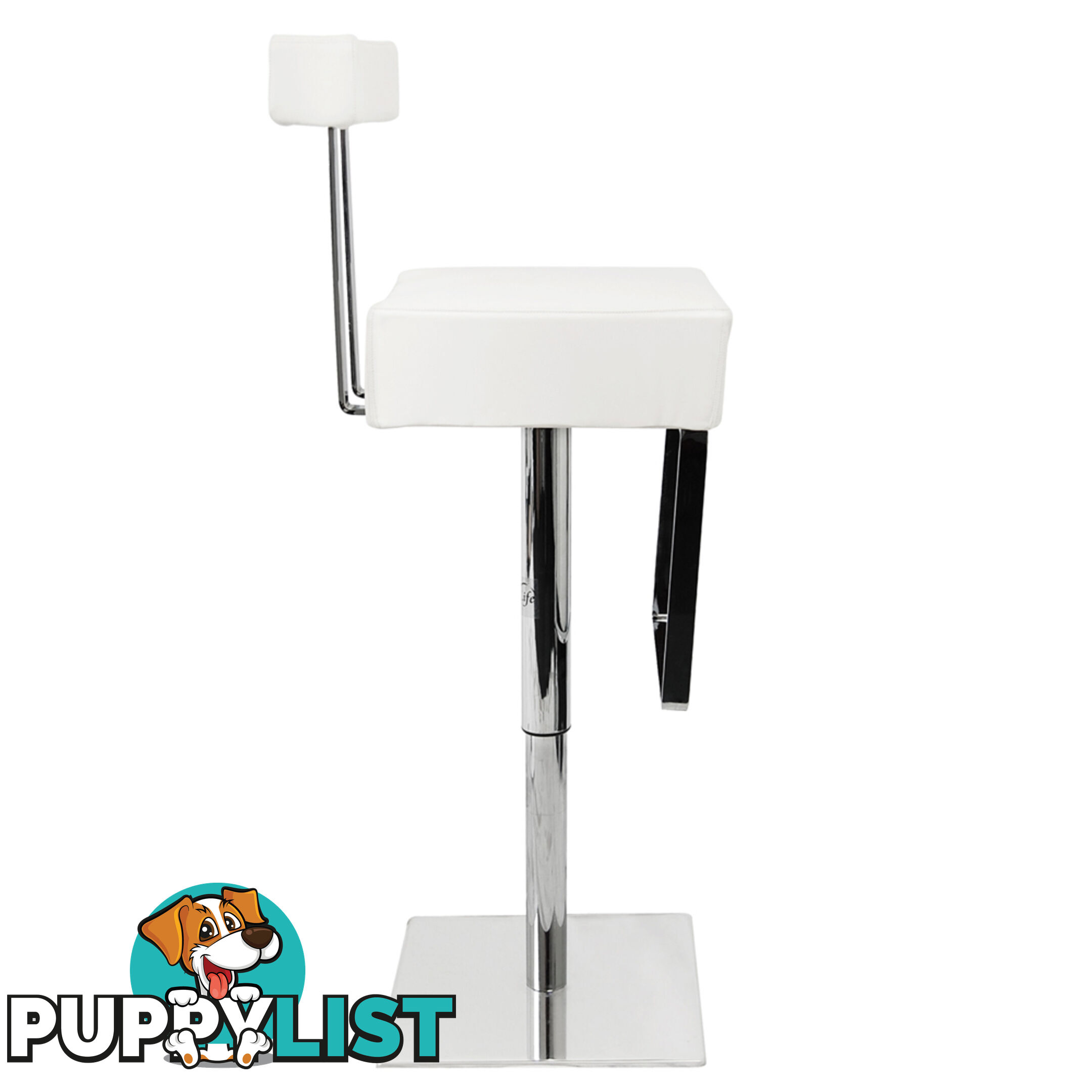 PU Leather Stainless Steel Bar stool - White