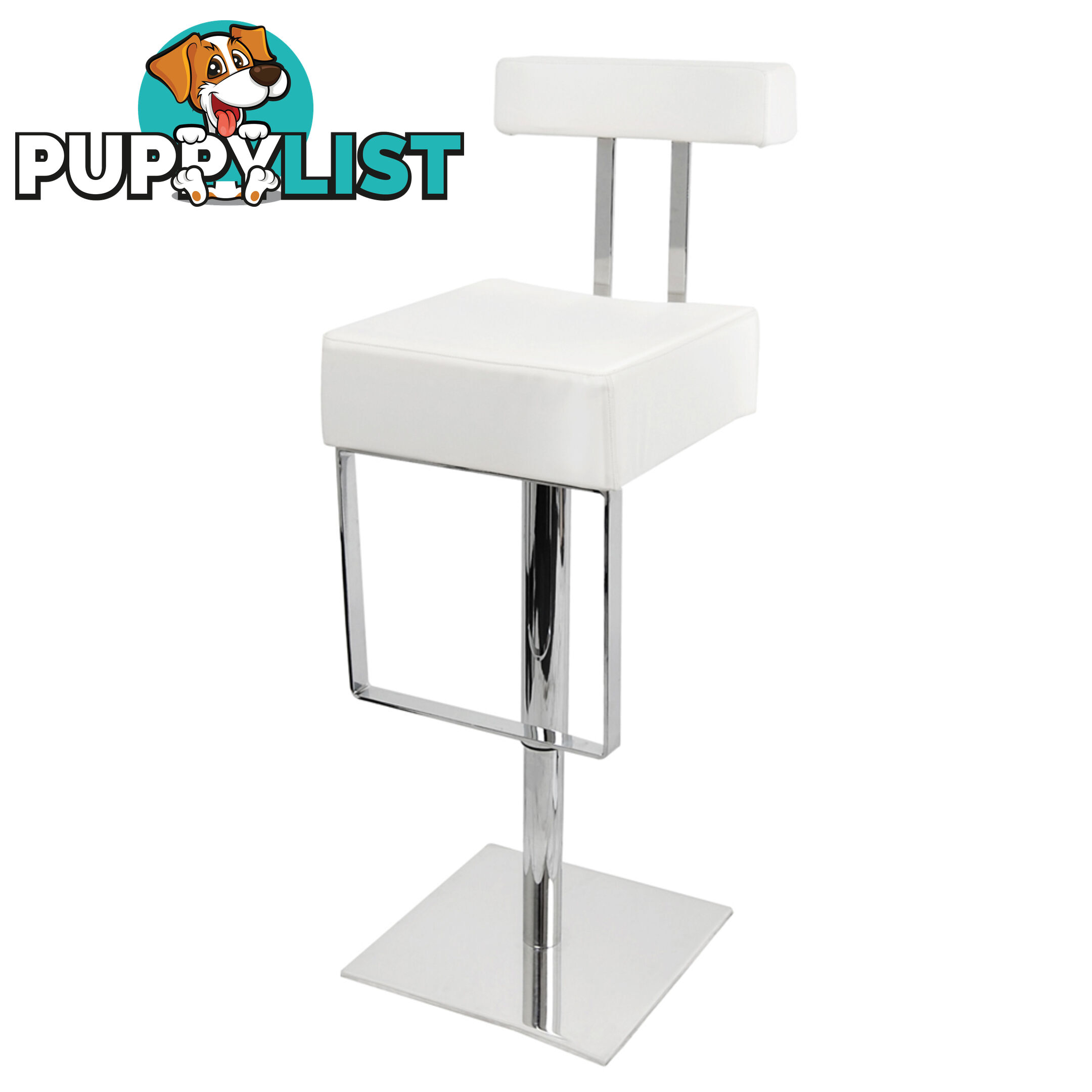 PU Leather Stainless Steel Bar stool - White