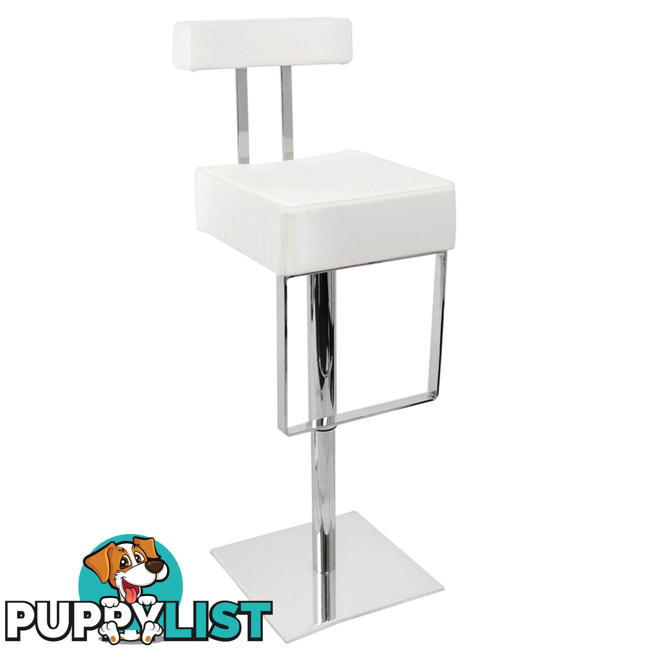 PU Leather Stainless Steel Bar stool - White