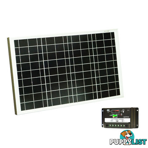 12V 50W Mono Solar Panel Kit + 20A PWM Solar Panel Regulator Controller Camping