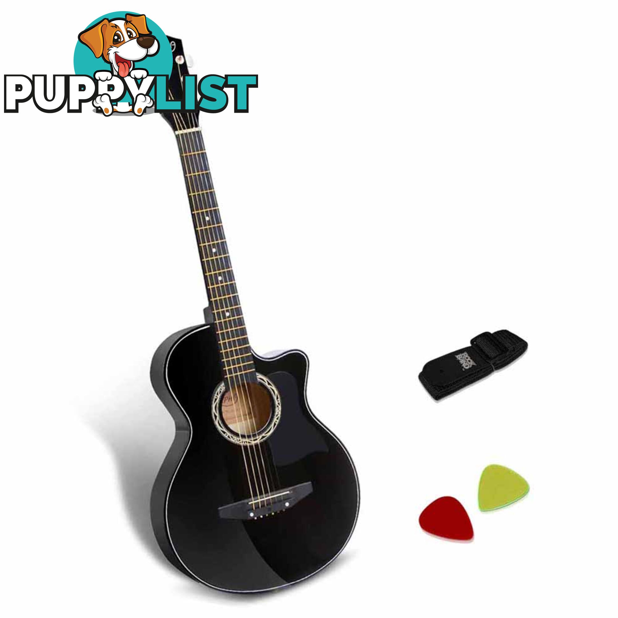 38 Inch Wooden Acoustic Guitar Black