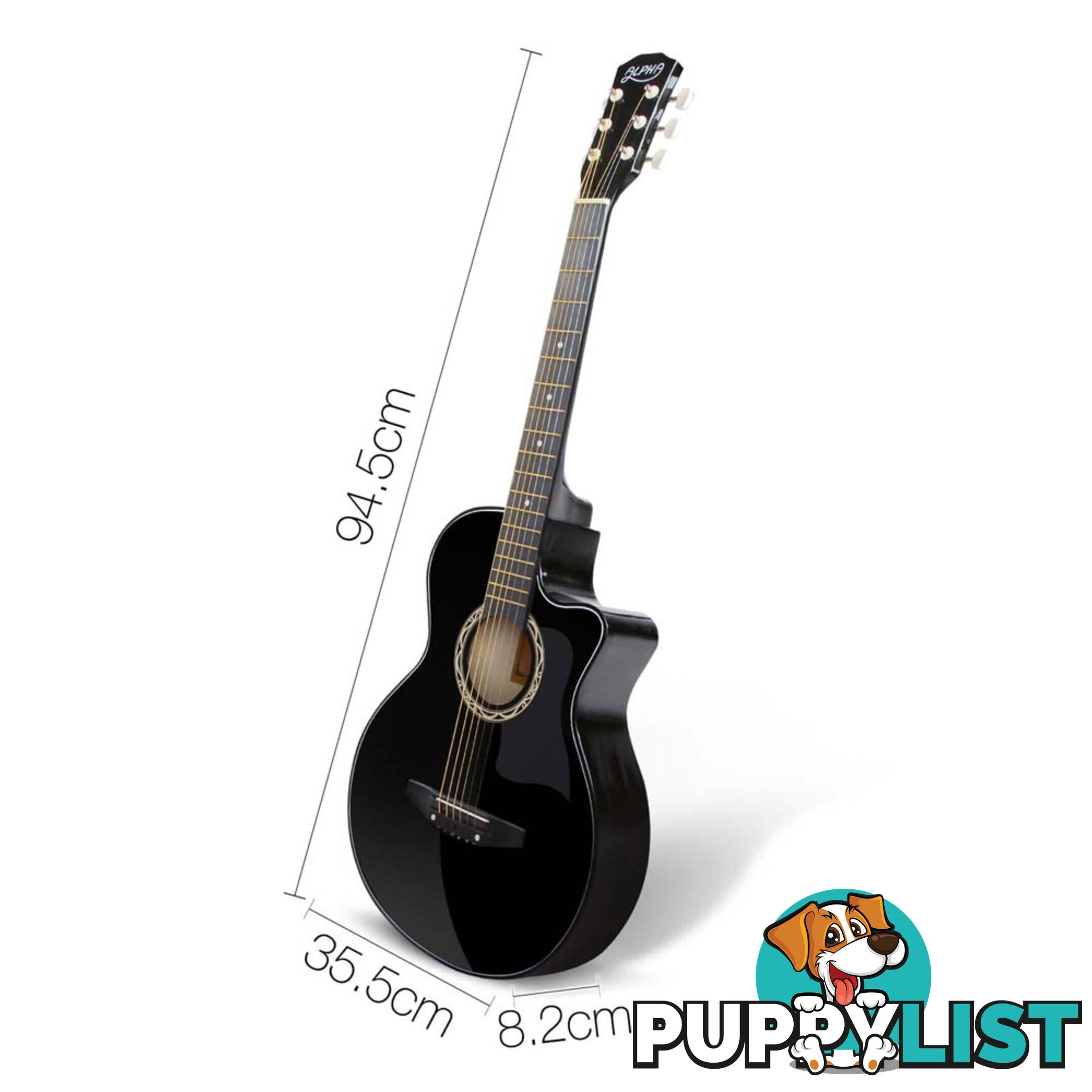 38 Inch Wooden Acoustic Guitar Black