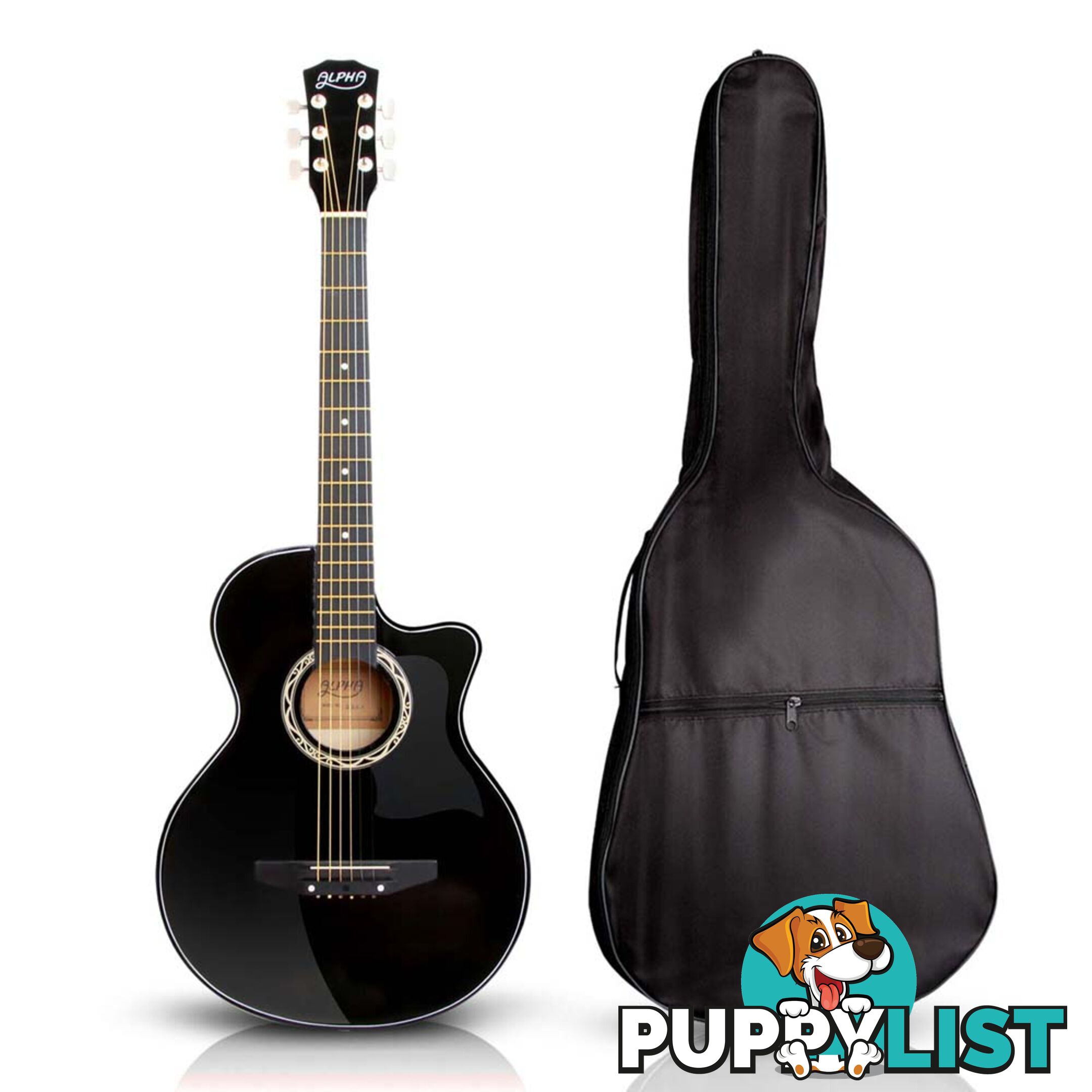 38 Inch Wooden Acoustic Guitar Black