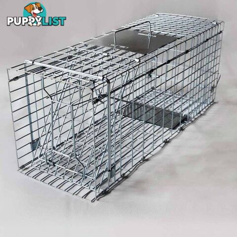 Set of 2 Humane Animal Trap Cage 66 x 23 x 25cm Silver