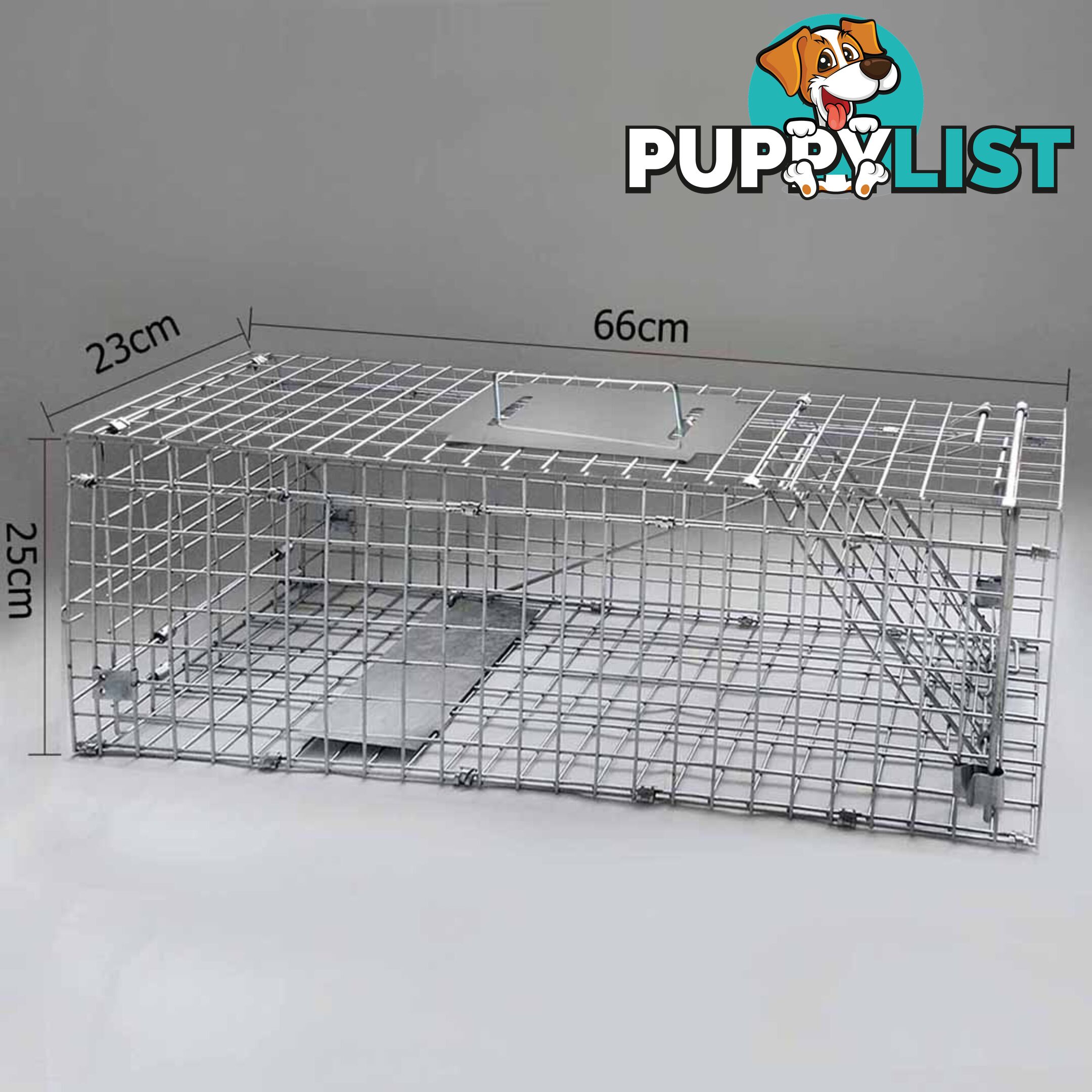 Set of 2 Humane Animal Trap Cage 66 x 23 x 25cm Silver