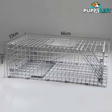 Set of 2 Humane Animal Trap Cage 66 x 23 x 25cm Silver