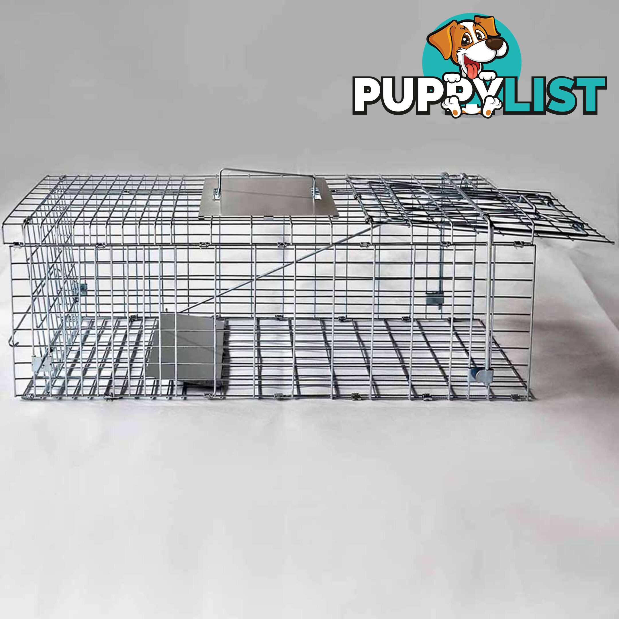 Set of 2 Humane Animal Trap Cage 66 x 23 x 25cm Silver