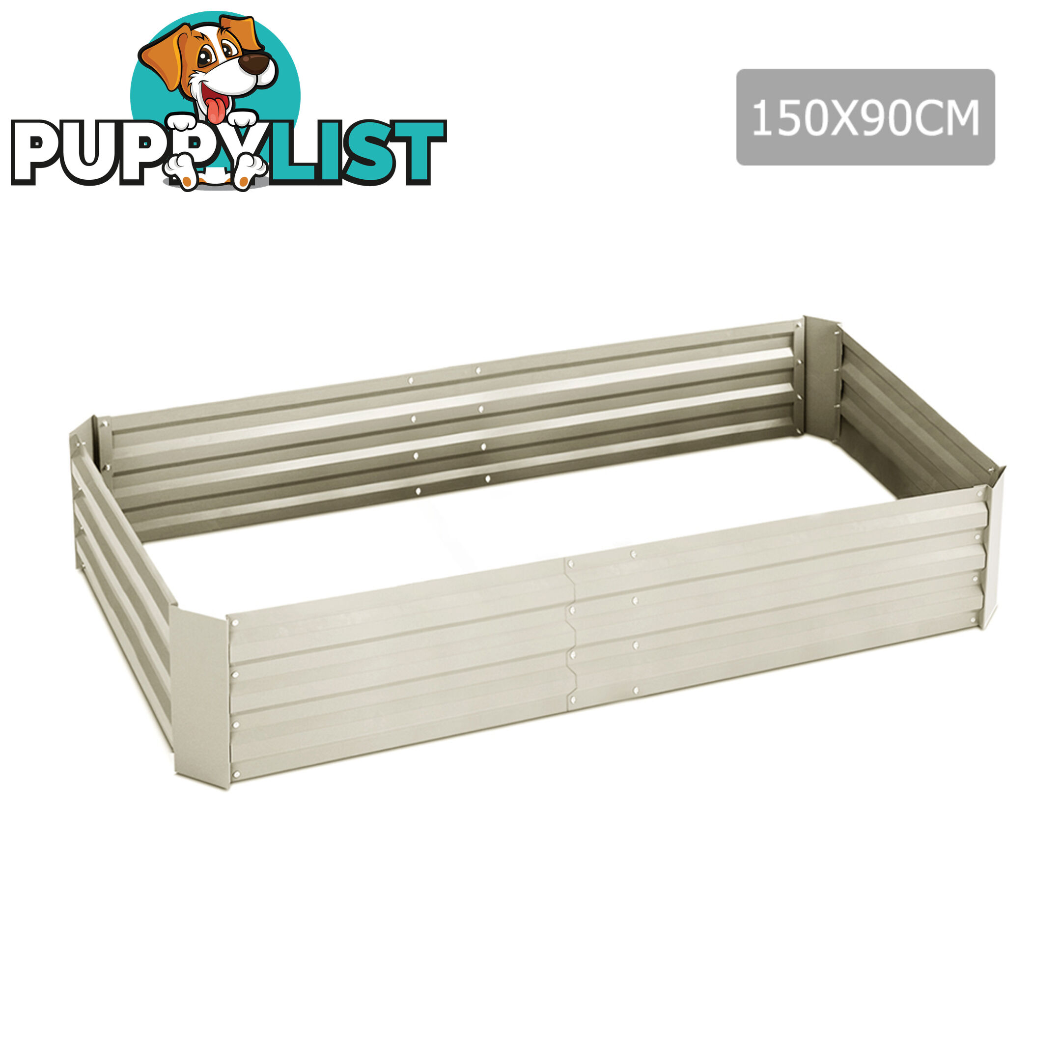 Galvanised Raised Garden Bed - 150 x 90 x 30cm - Cream