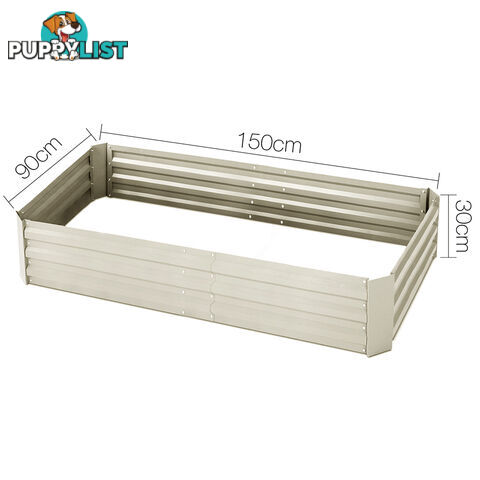 Galvanised Raised Garden Bed - 150 x 90 x 30cm - Cream