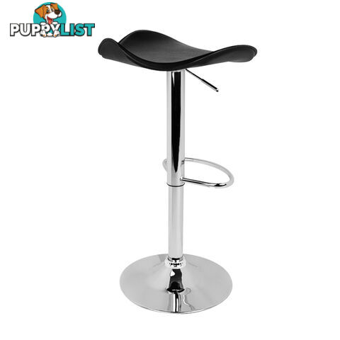 Set of 2 PVC Leather Kitchen Bar Stool Black