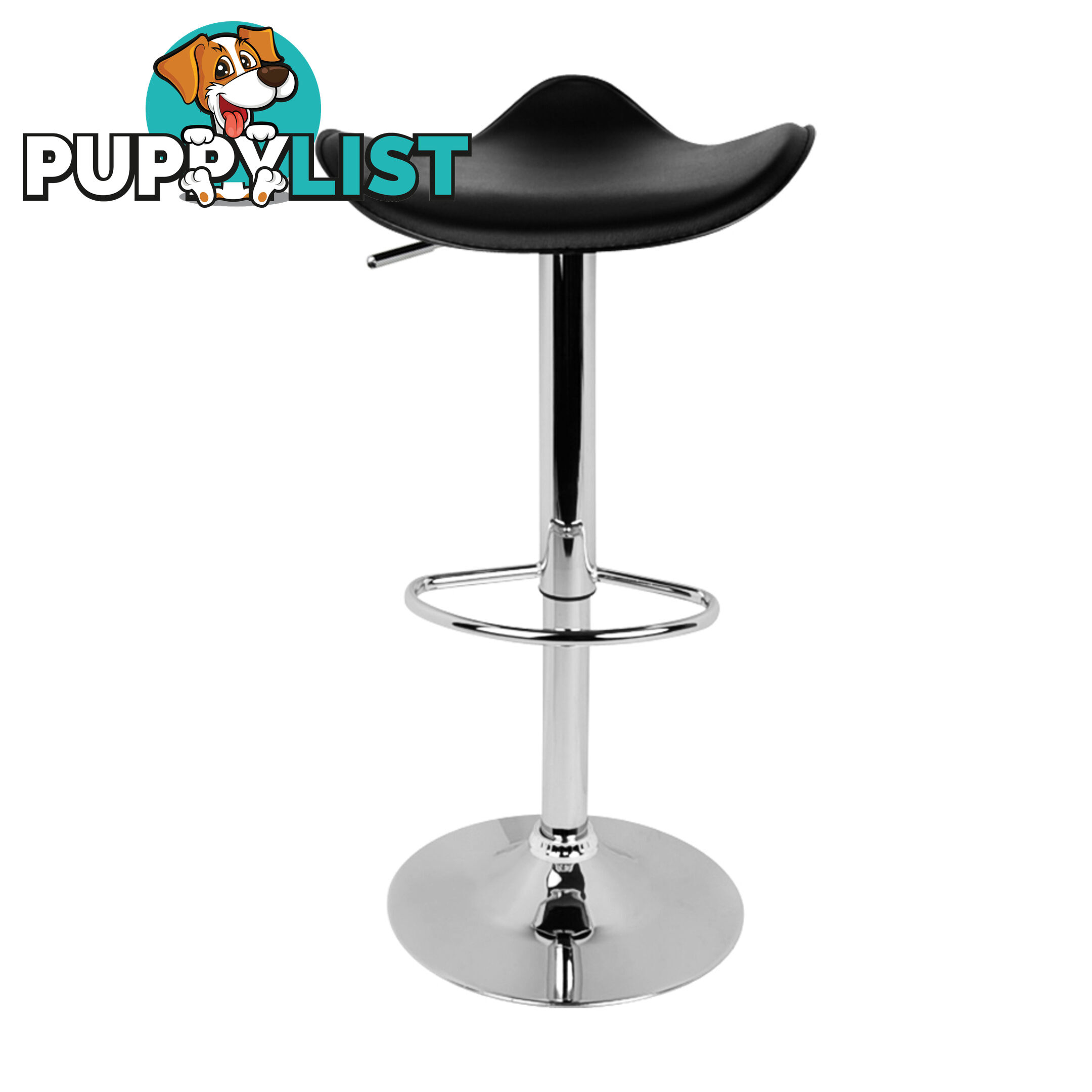 Set of 2 PVC Leather Kitchen Bar Stool Black