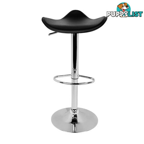 Set of 2 PVC Leather Kitchen Bar Stool Black