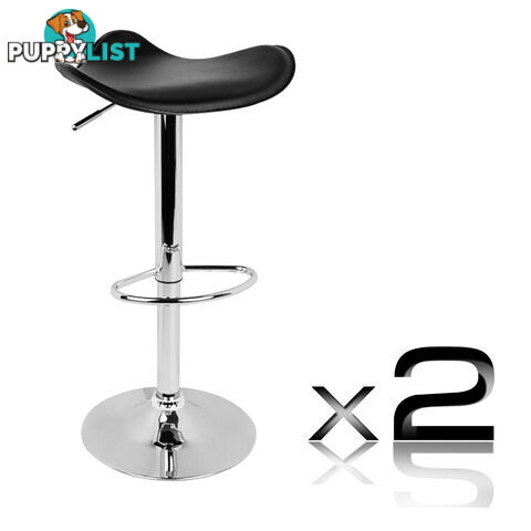 Set of 2 PVC Leather Kitchen Bar Stool Black