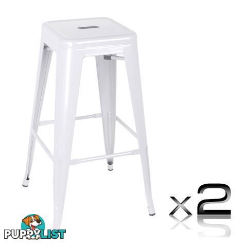 Set of 2 Steel Kitchen Bar Stool 76cm White