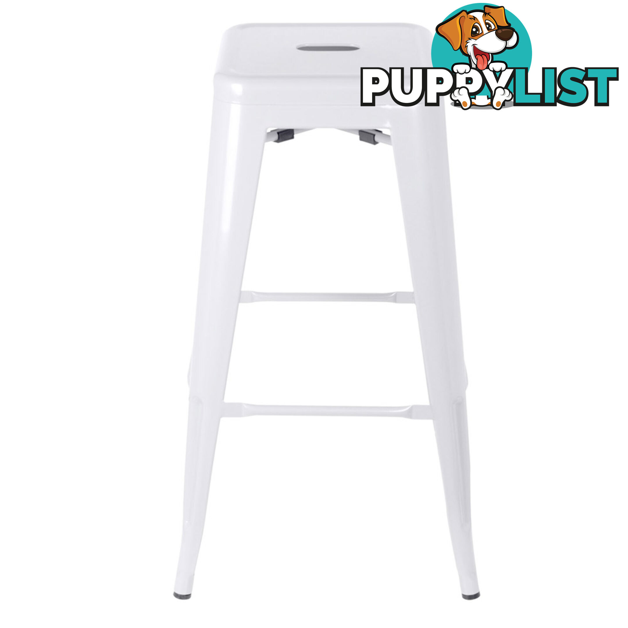 Set of 2 Steel Kitchen Bar Stool 76cm White