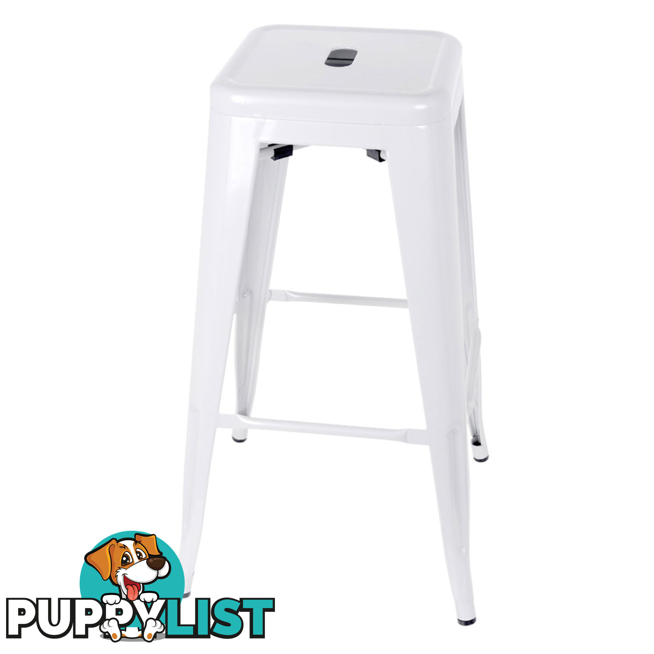 Set of 2 Steel Kitchen Bar Stool 76cm White