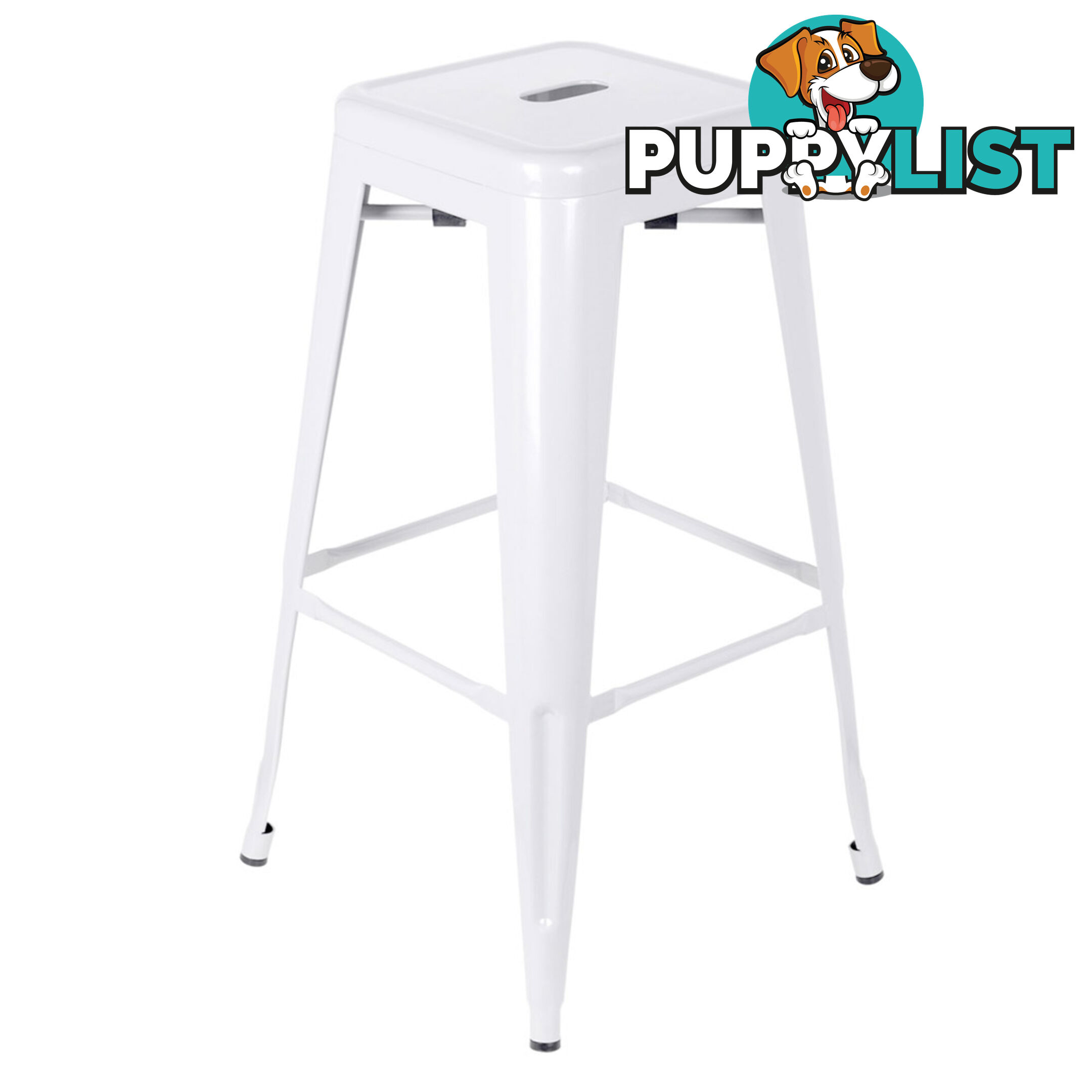 Set of 2 Steel Kitchen Bar Stool 76cm White