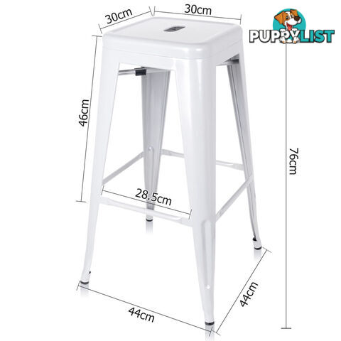 Set of 2 Steel Kitchen Bar Stool 76cm White