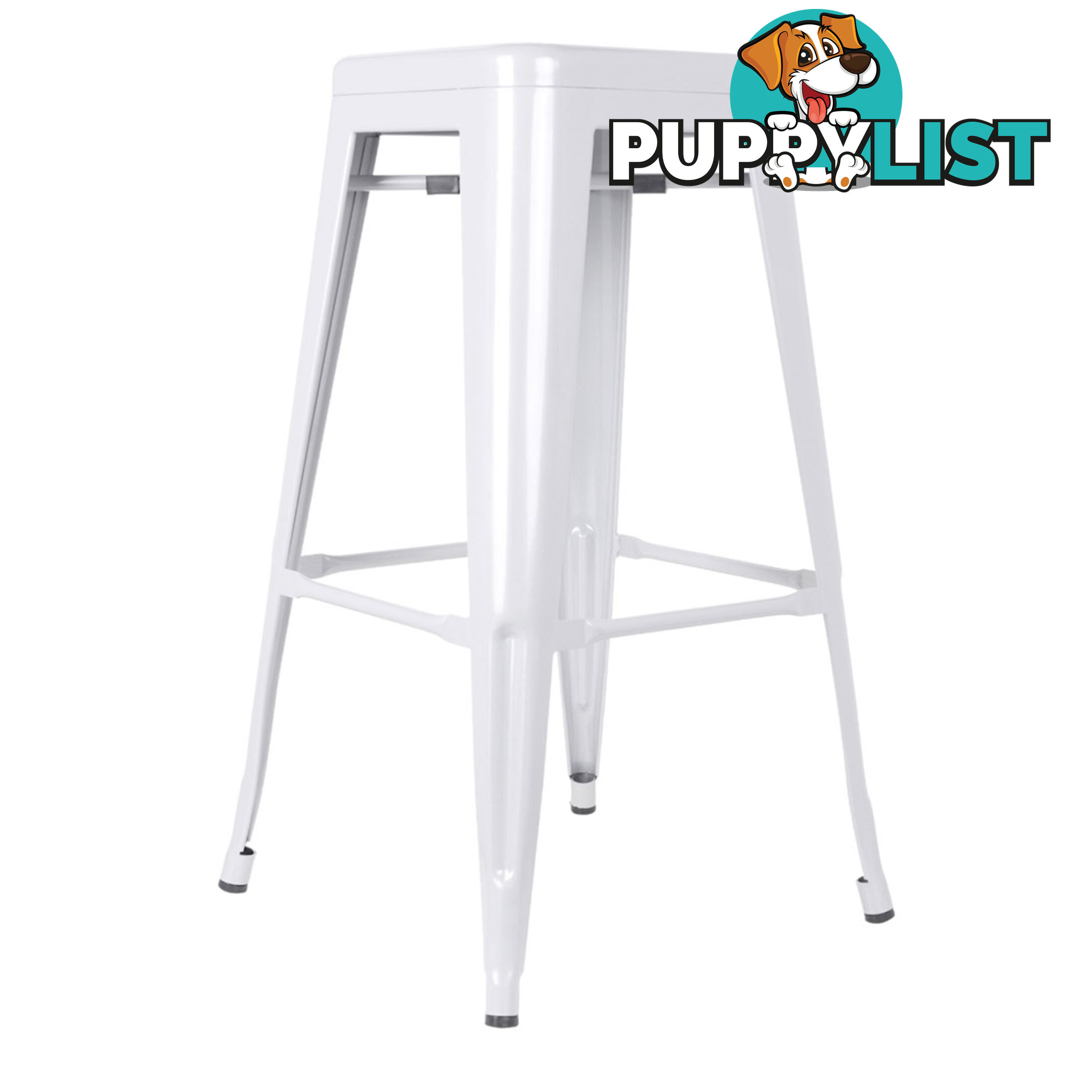 Set of 2 Steel Kitchen Bar Stool 76cm White